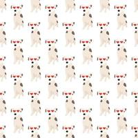 süße hunde jack russell terrier. lustige Tiere. Vektor handgezeichnetes nahtloses Muster. perfekt für baby, kinderbekleidung, druckdesign, textil. weißer Hintergrund.