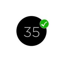 35 ermöglichen Vektor Monogramm. 35 Nummer Grün Tick Symbol.