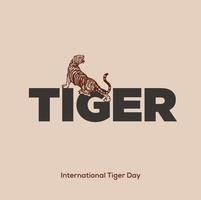 Tiger Typografie. International Tiger Tag Post. Tiger Tag. vektor