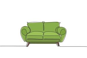 Eine einzige Strichzeichnung eines teuren Luxus-Sofa-Haushaltsgeräts. Eleganz bequeme Couch für Wohnzimmermöbel-Ausstattungskonzept. Dynamische durchgehende Linie zeichnen Design-Grafik-Vektor-Illustration vektor