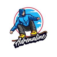 Blau Kapuzenpullover Junge Snowboard saisonal extrem Sport vektor