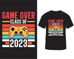 spel över klass av 2023 gaming t-shirt design proffs ladda ner vektor