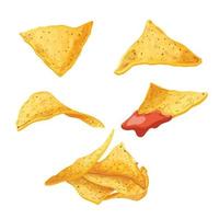 Nachos Mexikaner Snack einstellen Karikatur Vektor Illustration