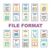 Datei Format dokumentieren Symbole einstellen Vektor