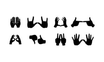 zwei Hände Symbol Silhouette Frieden, Hallo fünf, zeigen, Schatten, richtig und links Hand okay Zeichen vektor