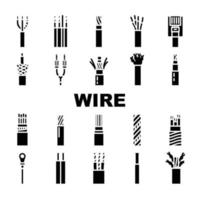 Draht Kabel Kabel Symbole einstellen Vektor