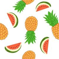 saftig vattenmelon och ananas sömlös mönster. vektor illustration i platt tecknad serie stil isolerat på vit bakgrund.