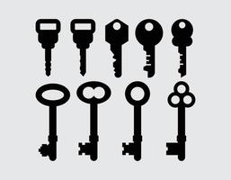 Schlüssel Silhouette bündeln einstellen Element, Clip Art, isoliert Symbol Symbol, Logo editierbar vektor