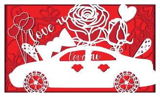 mehrschichtig Valentinstag Tag Liebe Auto Geschenk Karte Illustration bündeln vektor