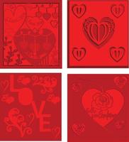 3 lager röd hjärtans dag gåva kort illustration bunt vektor