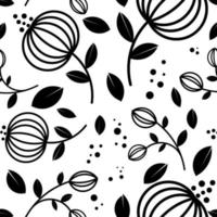 Muster Blumen mit Blätter . Grunge trocken Farbe Pinselstriche auf Weiß Hintergrund. vektor