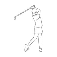 Linie Kunst Zeichnung von Golfspieler Illustration vektor