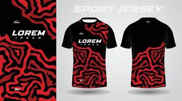 schwarz rot Fußball Fußball Sport Jersey Vorlage Design zum Sportbekleidung. Fußball T-Shirt Attrappe, Lehrmodell, Simulation. vektor