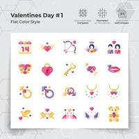 Valentinstag Tag Symbol einstellen im eben Farbe Stil mit ein Liebe und Herz Thema. ein Sammlung von Liebe und Romantik Vektor Symbole zum Valentinstag Tag Feier.