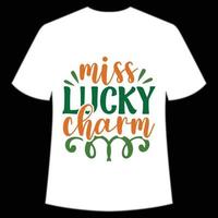 Fräulein Glücklich Charme st. Patrick's Tag Hemd drucken Vorlage, Glücklich Reize, irisch, jedermann hat ein wenig Glück Typografie Design vektor