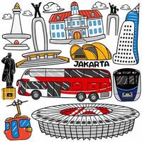 jakarta stad söt klotter vektor illustration