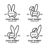 chatt kanin logotyp ikon design illustration linje uppsättning samling vektor