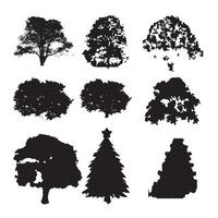 Bäume Silhouetten Vektor isoliert retro Bilder Natur einstellen