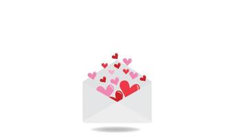 rot Liebe im Brief Botschaft auf Weiß Hintergrund. Mail Briefumschlag Symbol. Symbol von Valentinstag Tag vektor