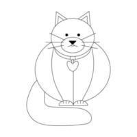 fett katt, svart linje teckning, klotter isolerat på vit bakgrund. vektor