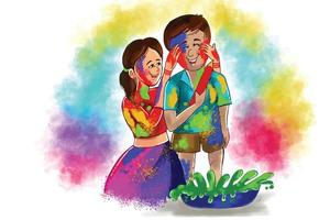 indisk holi traditionell festival färgglada kortdesign vektor