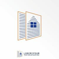 Fenster und Haus Innerhalb Linie Papier Schichten Bild Grafik Symbol Logo Design abstrakt Konzept Vektor Aktie. können Sein benutzt wie ein Symbol verbunden zu Prüfung oder Eigentum