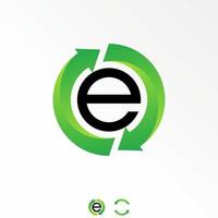 Brief oder Wort e ohne serif Schriftart mit recyceln um Bild Grafik Symbol Logo Design abstrakt Konzept Vektor Aktie. können Sein benutzt wie ein Symbol verbunden zu Grün oder Initiale