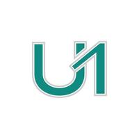 Brief 1u Monogramm Logo Design Vektor