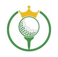 King Golf-Vektor-Logo-Design. Golfball mit Kronenvektorsymbol. vektor