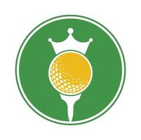 King Golf-Vektor-Logo-Design. Golfball mit Kronenvektorsymbol. vektor