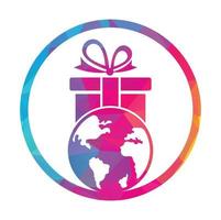 global Geschenk Logo Design Vorlage Vektor. Geschenk Welt Logo Symbol Vorlage. vektor