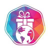 global Geschenk Logo Design Vorlage Vektor. Geschenk Welt Logo Symbol Vorlage. vektor