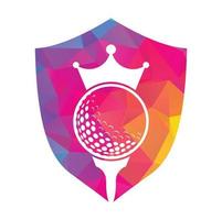 King Golf-Vektor-Logo-Design. Golfball mit Kronenvektorsymbol. vektor