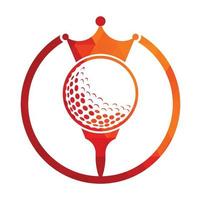 King Golf-Vektor-Logo-Design. Golfball mit Kronenvektorsymbol. vektor