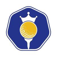 King Golf-Vektor-Logo-Design. Golfball mit Kronenvektorsymbol. vektor