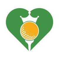 King Golf-Vektor-Logo-Design. Golfball mit Kronenvektorsymbol. vektor