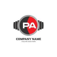 pa Brief Logo Design Symbol Fitness und Musik- Vektor Symbol.