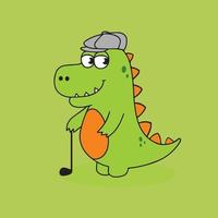 kostenlos süß Golf Dino Karikatur Charakter Vektor Illustration