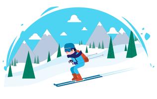 Vektor-Skifahrer-Charakter-Illustration vektor
