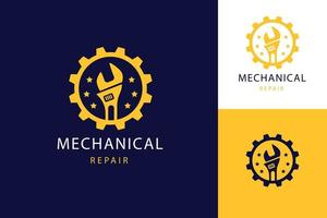 Hand gezeichnet mechanisch Logo Vorlage Design vektor