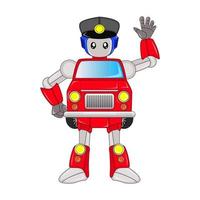 Postbote Auto Roboter Charakter, Vektor, editierbar, perfekt zum Comics, Illustrationen, Färbung Bücher, Aufkleber, Poster, Webseiten, Drucken, T-Shirts und Mehr vektor