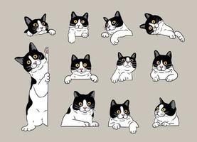 tecknad serie nyfiken kikar smoking katter vektor
