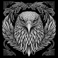 diese Illustration schildert das heftig und majestätisch Kopf von ein amerikanisch Adler, mit Piercing Augen, Scharf Schnabel, und detailliert Gefieder. ein Symbol von Leistung und Freiheit vektor