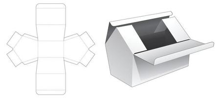 zwei Top Flips hausförmige Box gestanzte Vorlage vektor