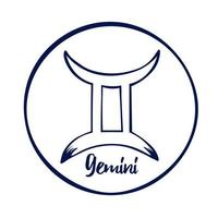 hand dragen zodiak tecken. vit gemini zodiaken ikoner på en vit bakgrund. astro symboler av de zodiaken. vediska astrologi. vektor