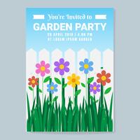 Vektor-Garten-Party Einladung mit Blumen-Illustration vektor