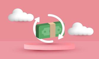 illustration realistisk vektor ikon modern pengar tillbaka pengar återbetalning begrepp plånbok 3d kreativ isolerat på bakgrund