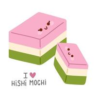 Gekritzel asiatisch Essen Hishi Mochi vektor