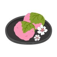 gekritzel asiatisches essen sakura mochi vektor
