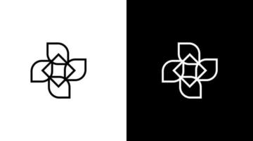 blomma diamant logotyp med löv lyx ikon illustration vektor stil mönster mallar